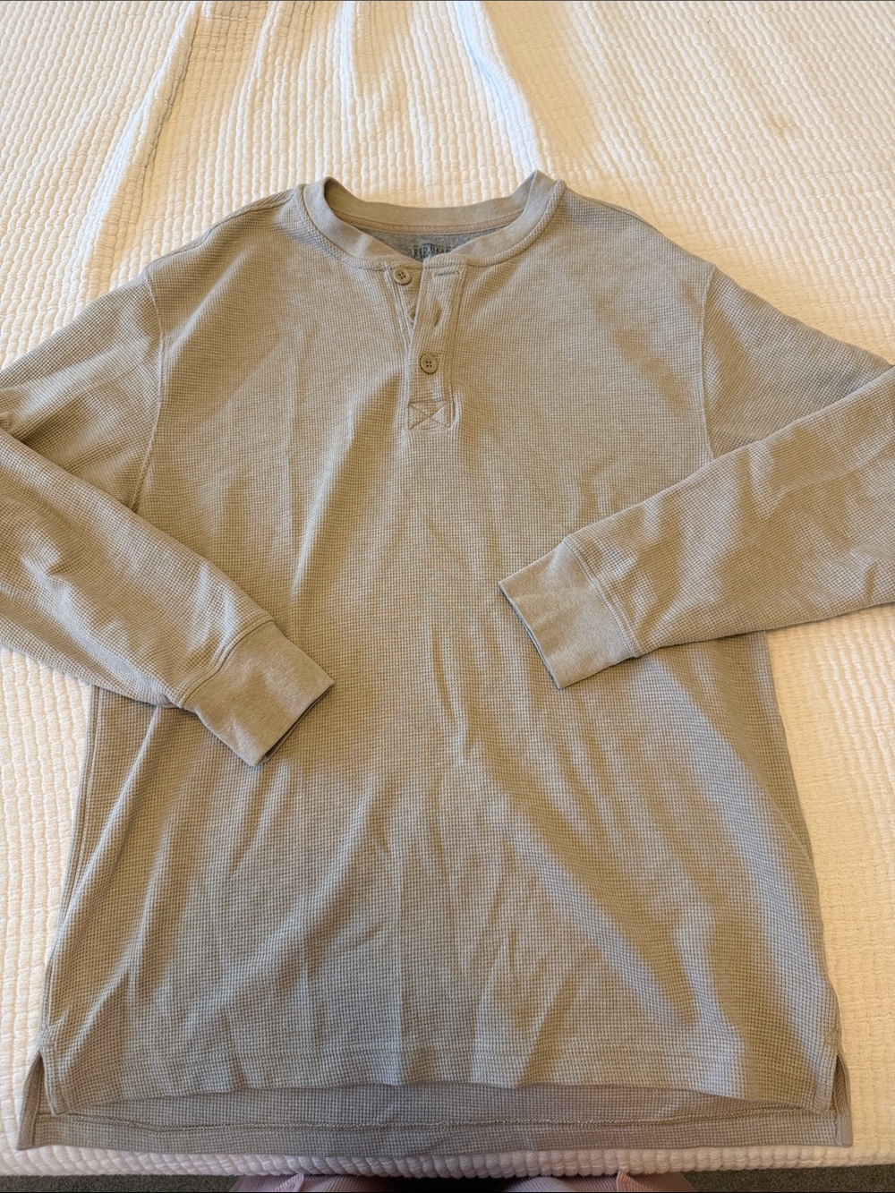 Long-Sleeve Henley in Light Beige